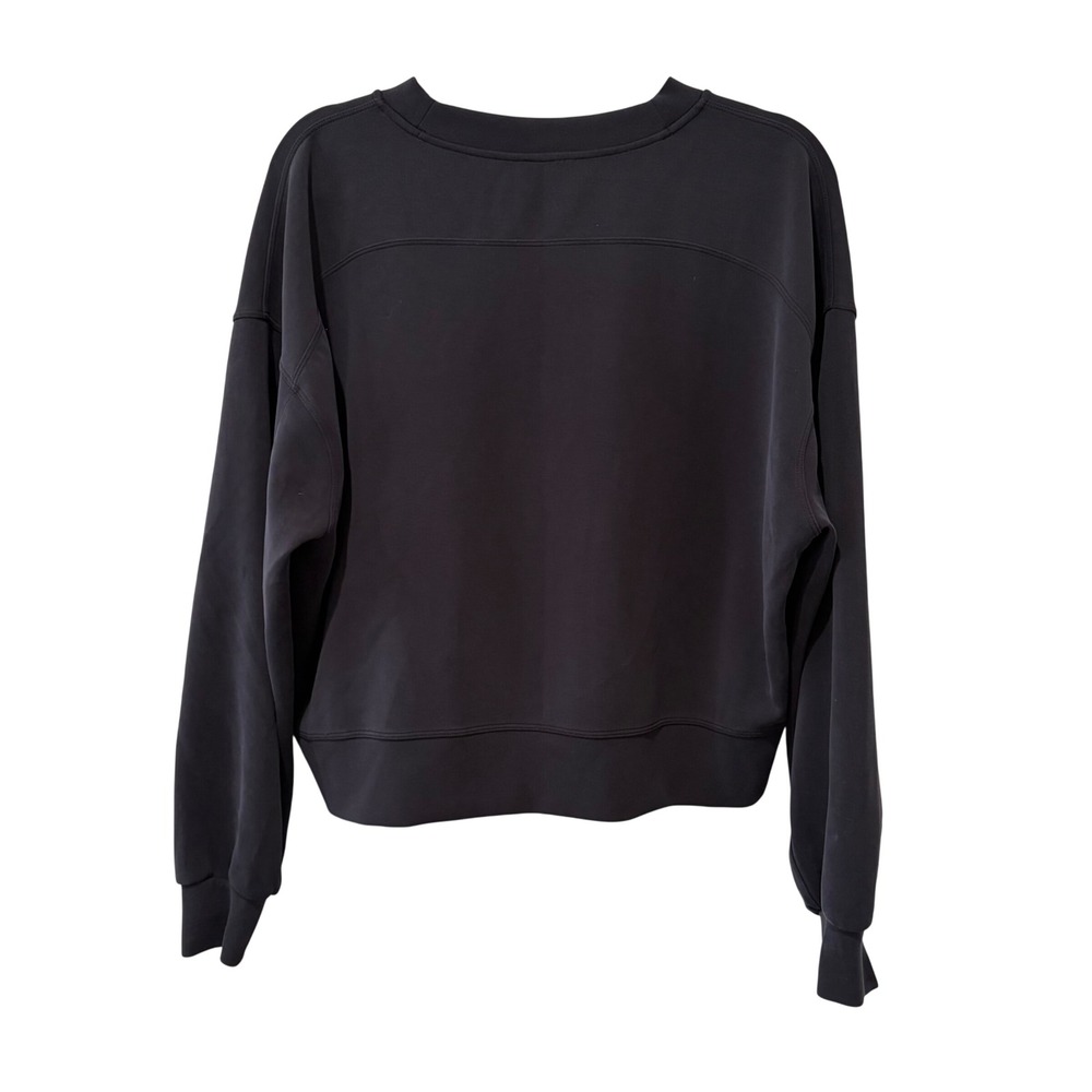 Lululemon Softstreme Perfectly Oversized Croped Crew Sweatshirt Women 10 Black - Picture 3 of 7